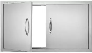 VEVOR Grill-Zugangst&uuml;r Doppelt&uuml;r, Edelstahl b&uuml;ndig eingebaut, 863x482x46mm