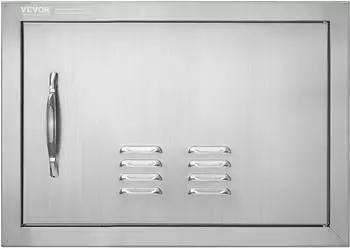 VEVOR Grill-Zugangstür Einfach, Edelstahl Reversibel 508x356mm, mit Griff und Lüftung