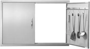 VEVOR Grill-Zugangst&uuml;r Doppel Edelstahl fl&auml;chenb&uuml;ndig 99x66cm (BH-020)