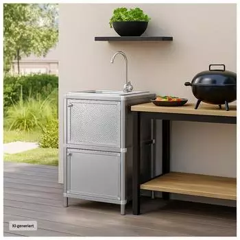 HTI-Living Outdoor-Sp&uuml;le mit Unterschrank, Edelstahl-Armatur, silber, 46/41cm