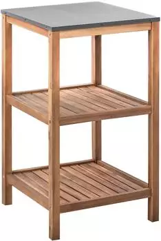 Beliani Brucoli Outdoor-Kücheninsel Akazienholz braun 50x50x83cm mit Regalen