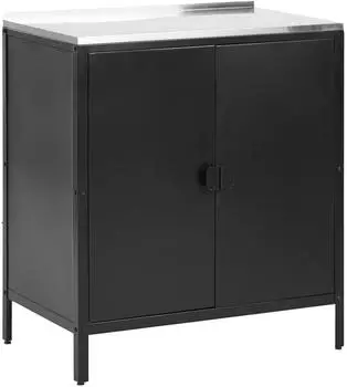 Beliani Vilama Outdoor-Küchenschrank Stahl, schwarz/silber