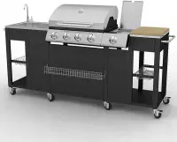 vidaXL Gasgrill mit 4+1 Flammen Schwarz