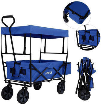 Arebos Bollerwagen mit Dach, Handwagen, Transportkarre, Gerätewagen blau