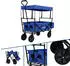 Arebos Bollerwagen mit Dach, Handwagen, Transportkarre, Gerätewagen blau