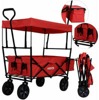 Arebos Bollerwagen mit Dach ECO, Rot, 850 mm, 450 mm, 270 mm, 11 kg - Rot