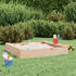 natur: vidaXL Sandkasten mit Sitzen Quadratisch Kiefer 111 x 111 x 20