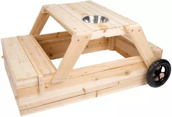 Small Foot Design Sandkasten mit Sitzgruppe und Matschtisch braun