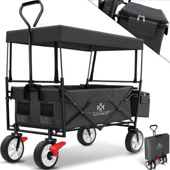 Kesser Bollerwagen faltbar mit Dach bis 100 kg inkl. 2 Netztaschen und einer Au&szlig;entasche anthrazit