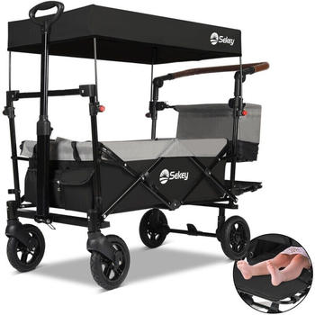 Sekey Bollerwagen Faltbar mit Dach Schwarz Grau (FW71)
