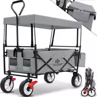 Bollerwagen Faltbar Mit Dach Handwagen Transportkarre Ger&auml;tewagen Inkl. 2