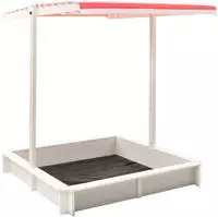 vidaXL Sandkasten mit Verstellbarem Dach Tannenholz Wei&szlig; und Rot UV50