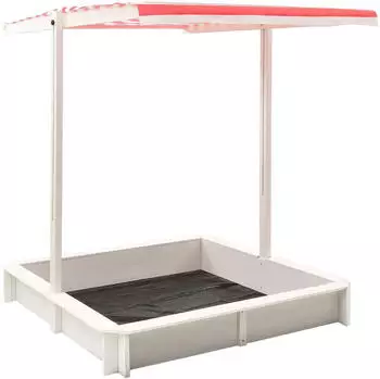vidaXL Sandkasten mit Verstellbarem Dach Tannenholz wei&szlig; und rot