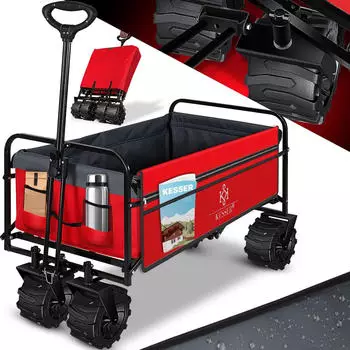 Kesser Bollerwagen faltbar mit breiten Reifen rot/grau