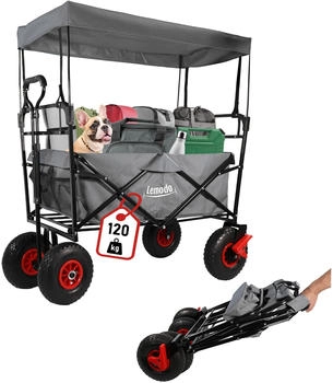 Lemodo Bollerwagen faltbar mit Dach grau (NA033)