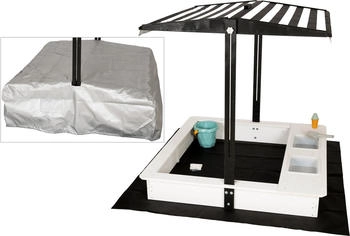 WONDERMAKE Design Sandkasten mit Matschk&uuml;che und Dach schwarz/wei&szlig;