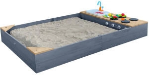 AXI Sandkasten Kelly mit Spielk&uuml;chenzeile Grau Braun 115 cm x 21,8 cm x 180 cm