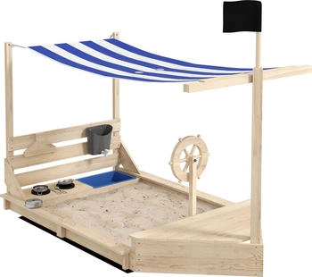 Outsunny Sandkasten mit Abdeckung im Schiff Design