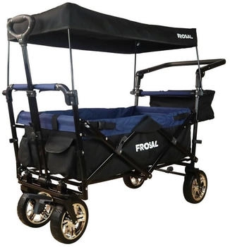 Frosal Bollerwagen Lars faltbar mit Dach, klappbar blau schwarz
