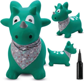 Sunbaby Hüpftier mit Pumpe grüner Dino mit Halstuch