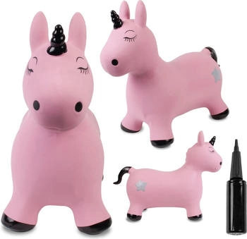 Sunbaby Hüpftier mit Pumpe rosa Einhorn mit schwarzem Horn
