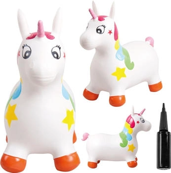 Sunbaby Hüpftier mit Pumpe weißes Einhorn mit rosa Horn
