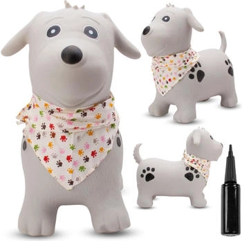 Sunbaby Hüpftier mit Pumpe grauer Hund mit Halstuch