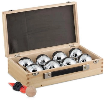 Relaxdays Boule-Kugeln 72 mm Holzkoffer