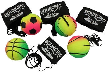 ELLUG Spielball 4er Set Neon-Springball/Returnball, Armband & Schnur, Safety Clip (4-St), Ø 6,3 cm