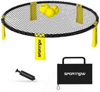 Sport Now Roundnet Set Spieleset mit Spielnetz 3 B&auml;llen Tragetasche Ballpumpe Gelb