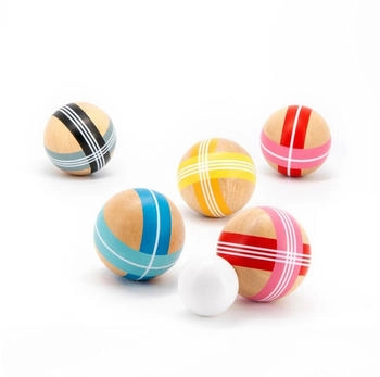 Remember Boccia - Holzboccia (8x Holzboccias + 1x Holzbällchen + 1x Baumwolltasche)