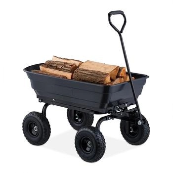 Relaxdays Gartenwagen mit Kippfunktion Schwarz