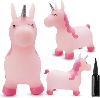 Sunbaby Hüpftier mit Pumpe rosa Einhorn mit silbernem Horn