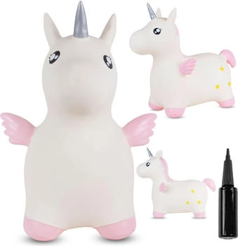Sunbaby Hüpftier mit Pumpe weißes Einhorn mit Flügeln