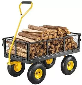 VEVOR Gartenwagen Stahl 226,80kg, 10"-Gel&auml;ndereifen, 180&deg;-Griff, Gelb/Schwarz (V500)