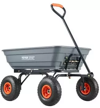 VEVOR Kippmulden-Transportwagen Polyethylen, Stahlrahmen, 2-in-1-Griff, 272kg (TC4253C)