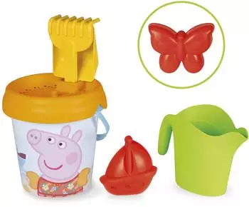 Smoby Peppa Pig - Eimer mit Gießkanne - Siebe, Rechen, Schaufel, Gießkanne