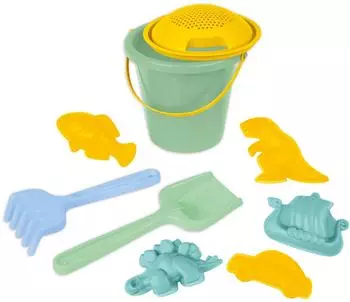 Lena Sandspielset 9-teilig - Eimer &Oslash; 18 cm (2 L), Sieb, Schaufel, Rechen & 5 F&ouml;rmchen - farbig Sortiert - ab 12 Monate - Zertifiziert - Made in Europe