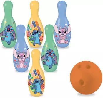 Mondo Stitch Bowling-Set, 1 Ball & 6 Kegel, Kinder (28749)