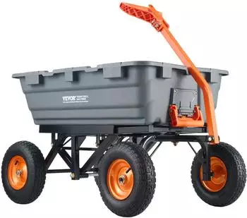 VEVOR Kipplader Garten Polyethylen Stahlrahmen 2-in-1-Griff 680kg (VEVOR-DUMP-CART)