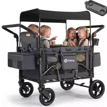 Sekey Bollerwagen faltbar mit Dach, 4-Sitzer, 5-Punkt-Gurtsystem (FW241)