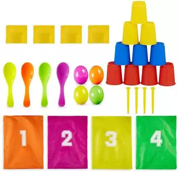 Relaxdays Garten Spielset bunt f&uuml;r 4 Kinder