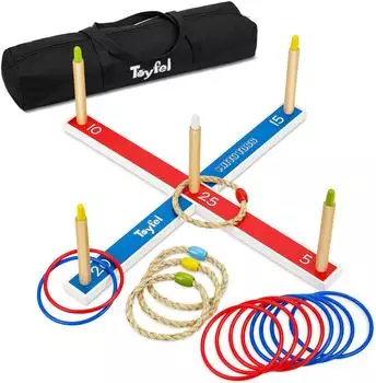 Toyfel Mitty Toss XXL Ringwurfspiel Outdoor & Indoor, 15 Ringe, FSC&reg; Kiefernholz
