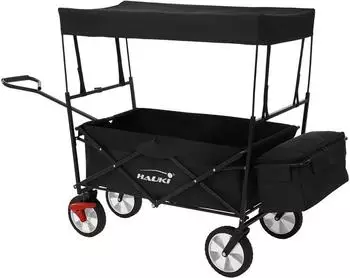 Hauki Bollerwagen L faltbar mit Dach, schwarz, bis 80kg