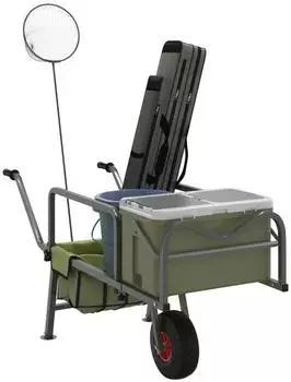 vidaXL Angelwagen klappbar, pulverbeschichteter Stahl, grün (94869)