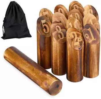 Relaxdays Kubb Wikingerspiel Holzkegel mit Zahlen, Outdoor