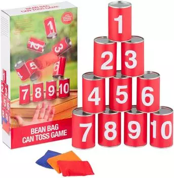 Relaxdays Dosenwurfspiel f&uuml;r Kinder, 10 Dosen