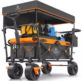 Kesser GT9000 Faltbarer Bollerwagen mit Dach, 150kg, Hartgummir&auml;der (P13638_mfn)