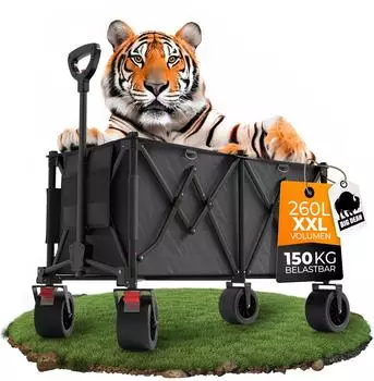 BigDean Bollerwagen XXL faltbar, 260L, 150kg (1000487)