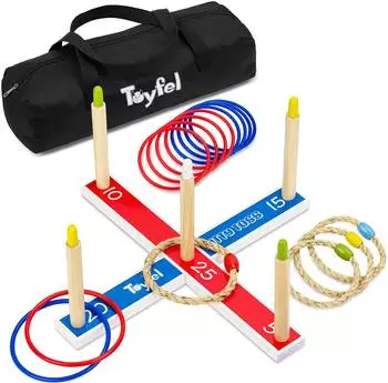 Toyfel Mitty Toss Ringwurfspiel, Holz, Outdoor (Mitty Toss)